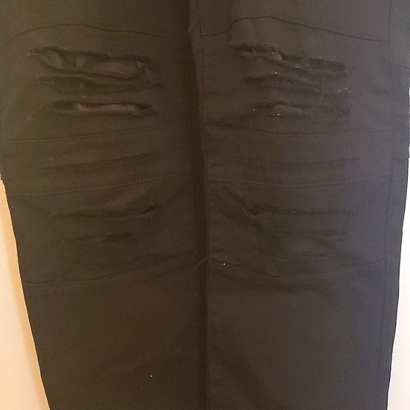 Mens Raw X Distressed Black Biker Jean - Picture 3 of 7